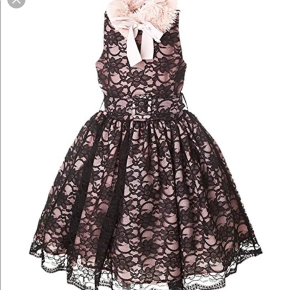 MADEMOISELLE CHARLOTTE*Bl. & Pink Lace Dress $389 - Picture 4 of 5